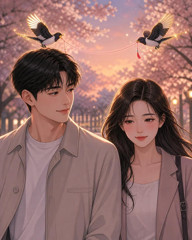 썸 궁합 사주 일러스트
